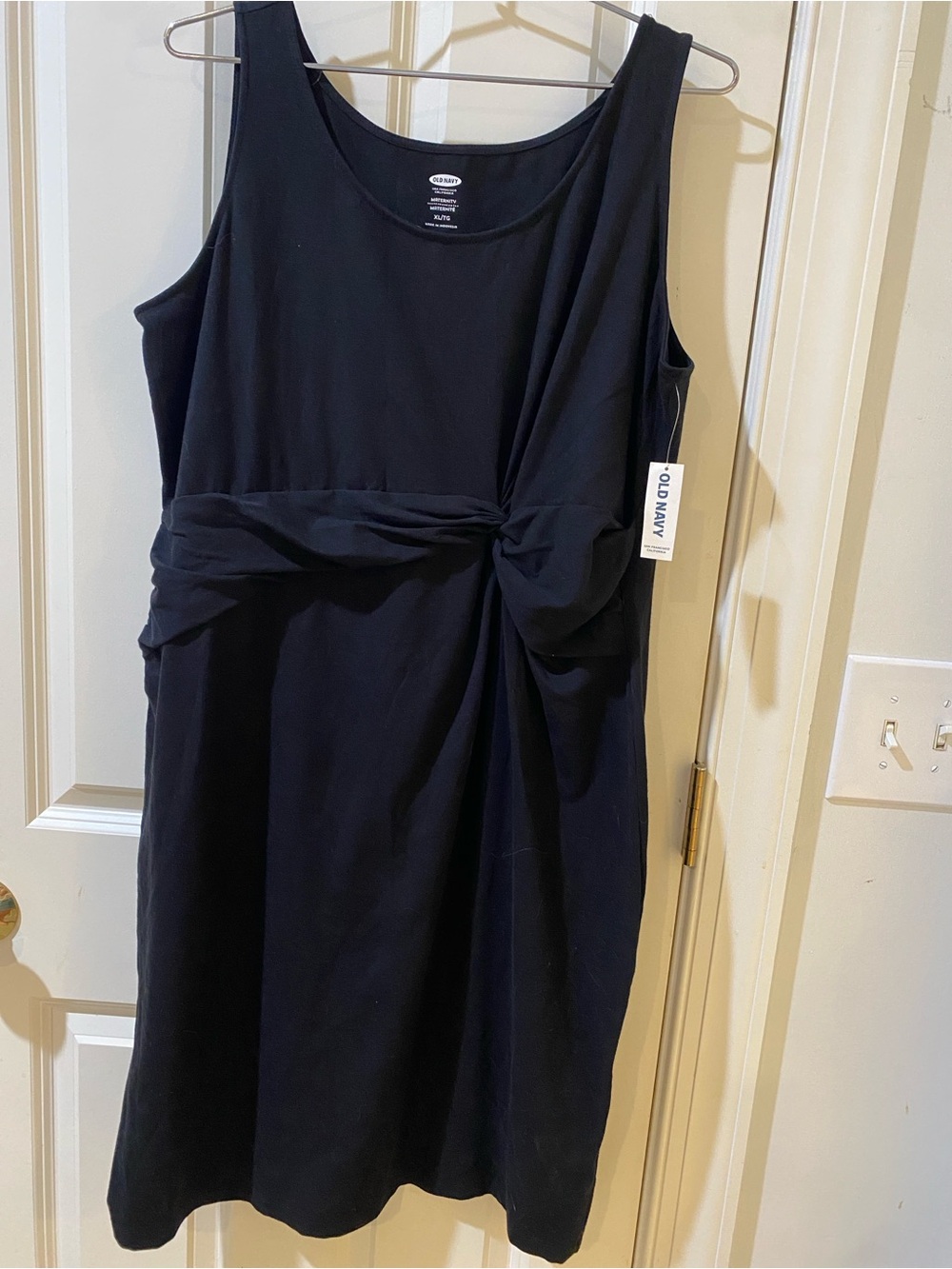 Old Navy Maternity Black Knot-Front Midi Dress